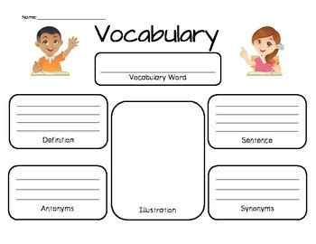 Vocabulary Graphic Organizer Teaching Resources TPT