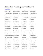 Vocabulary Level For Answers G