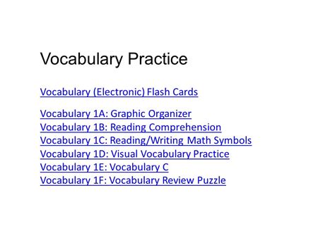 Vocabulary Practice Visual 1d Answers