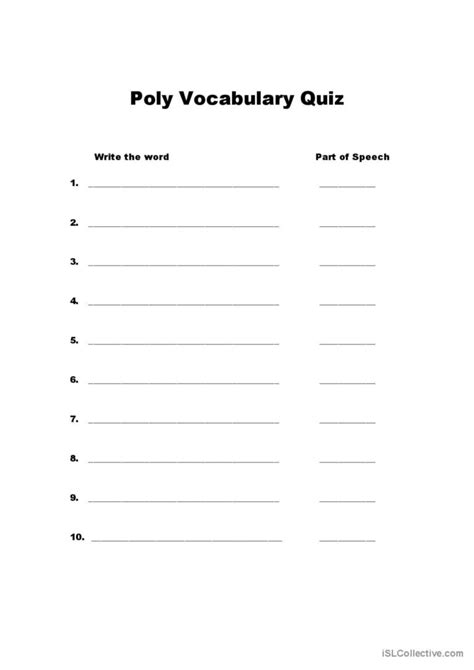 Vocabulary Quiz Template