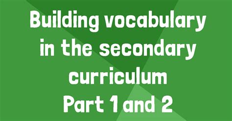 Vocabulary building National Literacy Trust