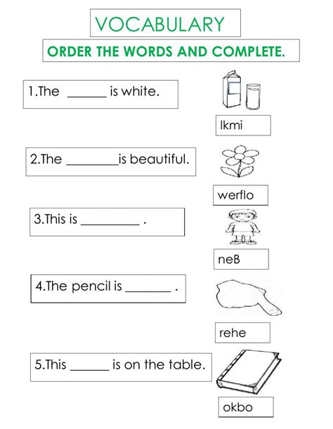 Vocabulary online exercise for Primary 1 - Liveworksheets