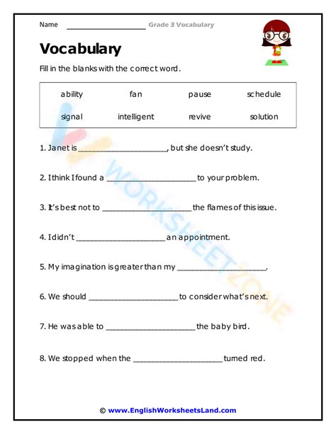 Vocabulary worksheets pdf grade 3.  This worksheet is designed to foster comprehensio...