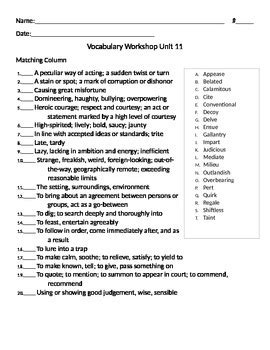 New Reading Passages open each Unit of VOCABULARY WORKSHOP. At least 15 of the the 20 Unit vocabulary words appear in each Passage. Students read the words in context in informational texts to activate prior knowledge and then apply what they learn throughout the Unit, providing practice in critical-reading skills.. 