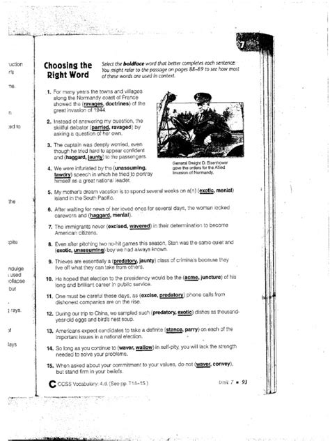 The Vocabulary in Context pages contain excerpts from classic literature. Each excerpt uses one of the vocabulary words from the Unit and provides students with exposure to the vocabulary in the context of authentic literature. ... Vocabulary Workshop Level C Unit 4 Answers Sadlier Vocabulary Workshop Enriched Edition / Common ….