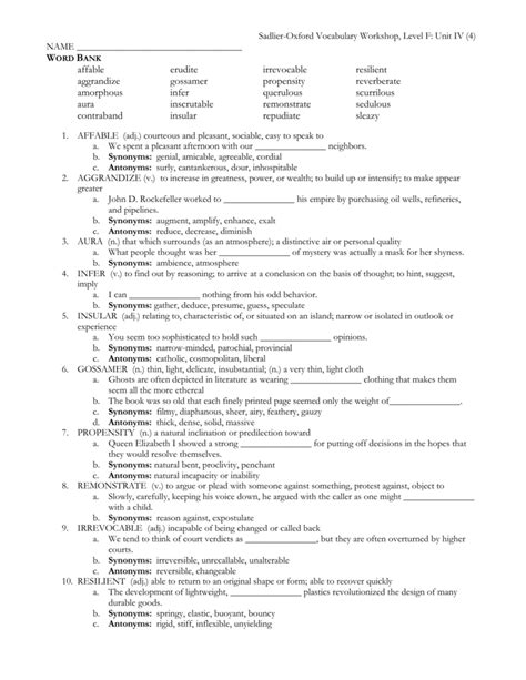 4.9. (10) $2.00. Word Document File. Sadlier-Oxford Vocubulary Workshop Level D Unit 1 Quiz and Answer Key - Specialized Simple quiz with answer key included. Download free preview file for more information! This quiz is specialized. A study conducted proved specialized test improve memory as well as focus up to 36%.. 