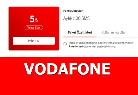 Vodafone 2020 sms paketleri