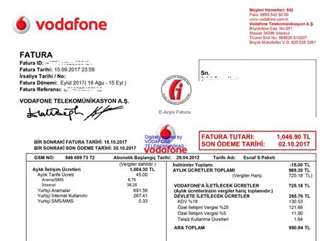 Vodafone com tr fatura dökümanı