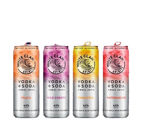 Vodka soda white claw. Filtered three times using the pressure equal to a 30 foot wave, it’s flavored vodka reimagined for a superior, smoother finish. It’s infused with our iconic White Claw™ Black Cherry flavor, for a velvety texture that collides rich, bold black cherry flavor with a subtle kick of lemon. Best served crashing over ice with soda at sunset. 