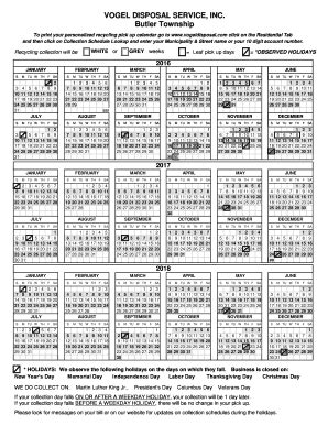 Vogel Disposal Calendar