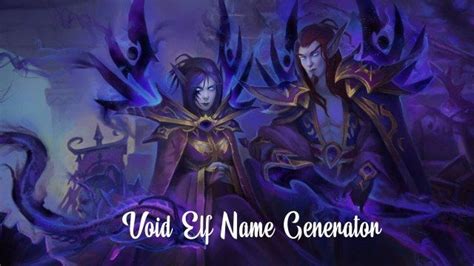 Void elf name generator. The names have been divided into 4 types. The first three are normal names. The next 2 are generally generic descriptive names. The next 2 names are also generic descriptive names, but they also have a material as part of their names. The last 3 names are names with a title. To start, simply click on the button to generate 10 random names. 