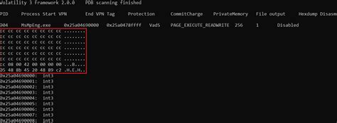 Volatility 3 malfind.  More information on V3 of Volatility can be found on Rea...