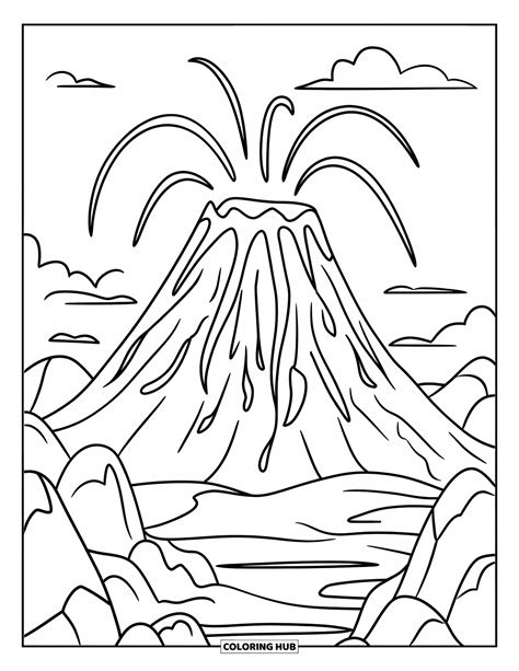 Volcano Coloring Page And Diagra
