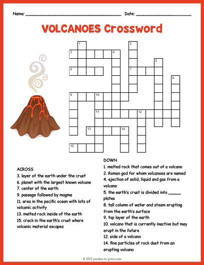 Volcanoes Crossword Puzzle Teaching Resources TPT