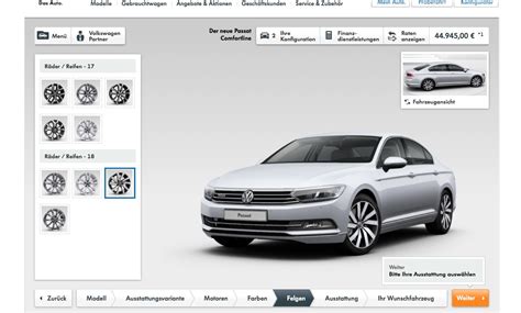 Volkswagen configurator.  Choose from various models, colours, and features to cus...