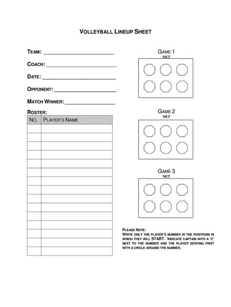 Volleyball lineup sheet.  It is specifically designed for use in high s...