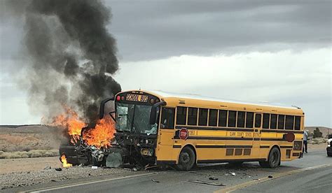 Volleyball team's bus catches fire after crash on I-84