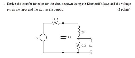 Voltage transfer function.  One is Kirchhoff&rsquo;s current law.  This...