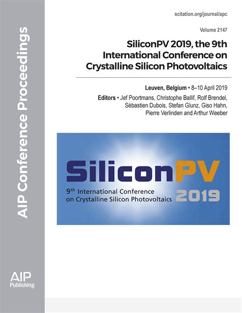 Volume 2147: SiliconPV 2024, the 9th International Conference …