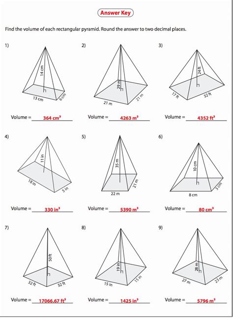 Volume And Surface Area Of Pyramids Worksheet