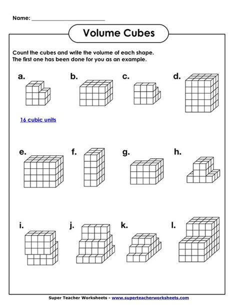 Volume Geometry with Cubic Units (PDF) Math Worksheets Pinterest