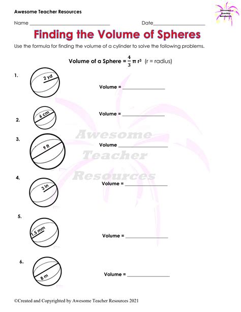 Volume Of A Sphere Worksheet Answer Key Study Finder