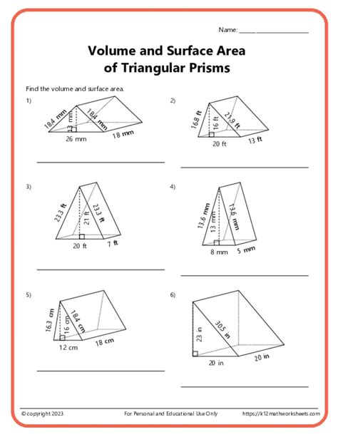 Volume Of Triangular Prisms Worksheet