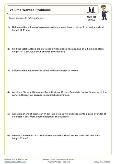 Volume Word Problems Worksheet