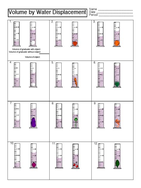 Volume by Displacement Worksheet PDF PDF Nature Worksheets Library