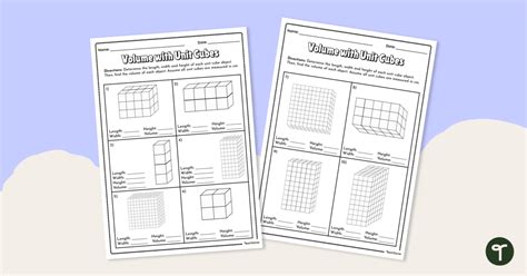 Volume with Unit Cubes Worksheet Teach Starter