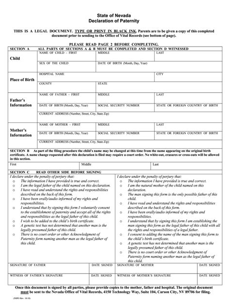 Voluntary Declaration Paternity Form Fill Out and Sign Printable PDF