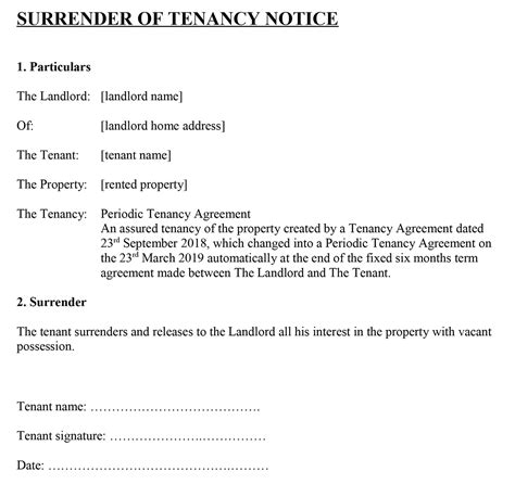 Voluntary End of Tenancy And Notice To Vacate - The …