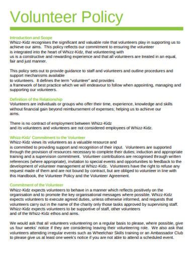Volunteer Policy Template