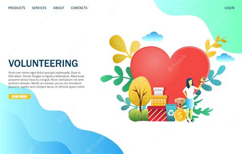 Volunteering website landing page design Vector Image