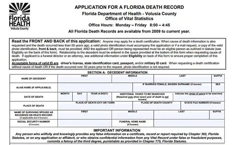 Volusia county death records database free.  Use official websites and da...