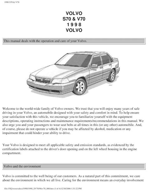 Volvo 1998 s70 and v70 owner manual. - 1976 mercury 850 outboard service manual.