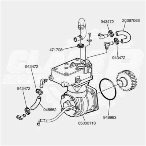 The Volvo D13 air compressor diagram provides 