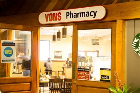 With so few reviews, your opinion of Vons Pharmacy could be huge. Start your review today. Overall rating. 4 reviews. 5 stars. 4 stars. 3 stars. 2 stars. 1 star. Filter by rating. Search reviews. Search reviews. V. P. Cambria, CA. 0. 53. 5. 10/4/2021. This pharmacy never fails to give me great service with a professional and friendly attitude .... 