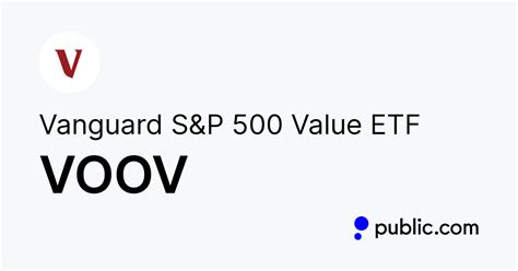 Nov 17, 2023 · The Vanguard S&P 500 Value ETF (VOOV) is an exchange-traded fund that is based on the S&P 500 Value index. The fund tracks an index of large- and mid-cap value-style securities from the committee-selected S&P 500. VOOV was launched on Sep 7, 2010 and is issued by Vanguard. . 