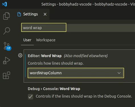 Vscode word wrap column. .  ...