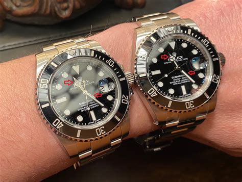 Vsf vs gen Rolex 116610 bezel. Nice comparison for us newbies. Had the chance to work on a gen bezel install and took some comparison pics. I believe the gen bezel was used, but interesting nonetheless. The thing the pics don’t quite pick up is the platinum sputtering was much finer and more precise than the vsf. 