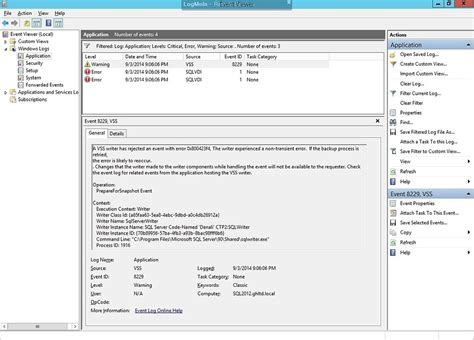 Vss event id 8229.  State: FailedAtPrepareSnapshot, Failure: WriterErrorNonRetryable Th...