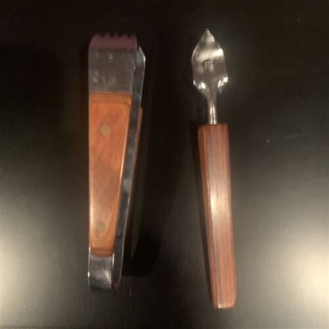 Vtg Kraftware 2 PC Bar Cocktail Tools Set Wood Handles …