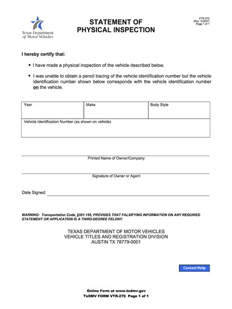 This form may be used by a Texas resident in lieu of a. Vehicl