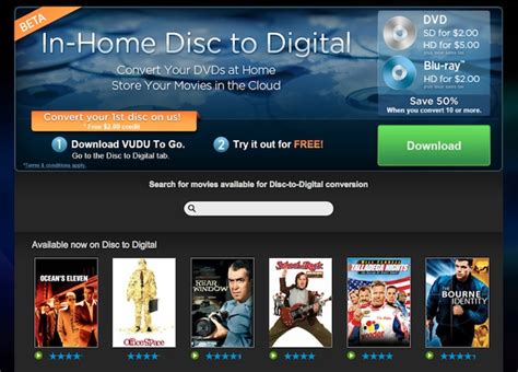 Vudu disk to digital. Disk to digital conversions. 1. Just like a lot of customers are I consider myself a valued cloud library customer. I love to watch movies so being able to watch my movies on the go on any acceptable device is great. I loved the promotion Vudu had going on for a while where if you convert 10 or more dvd's you get 50% off when you do the ... 