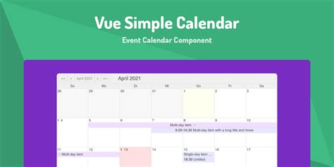 Vue Simple Calendar Event Calendar Component Made with Vue.js