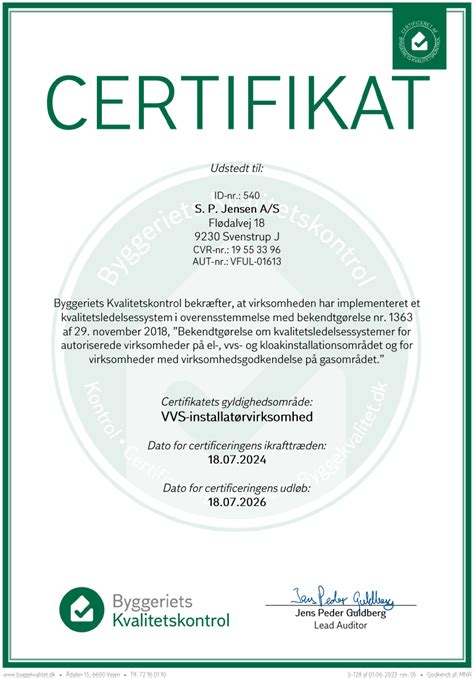 Vvs certifikat