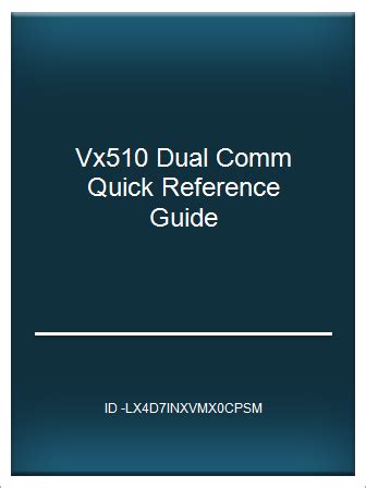 Vx510 dual comm quick reference guide. - Programação de rádio e tv no brasil.