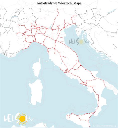 Włochy, drogi płatne i darmowe. Mapa - BelSole