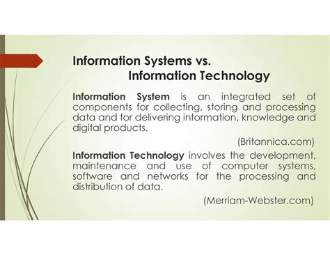 W1 Information System vs. Information Technology Presentation